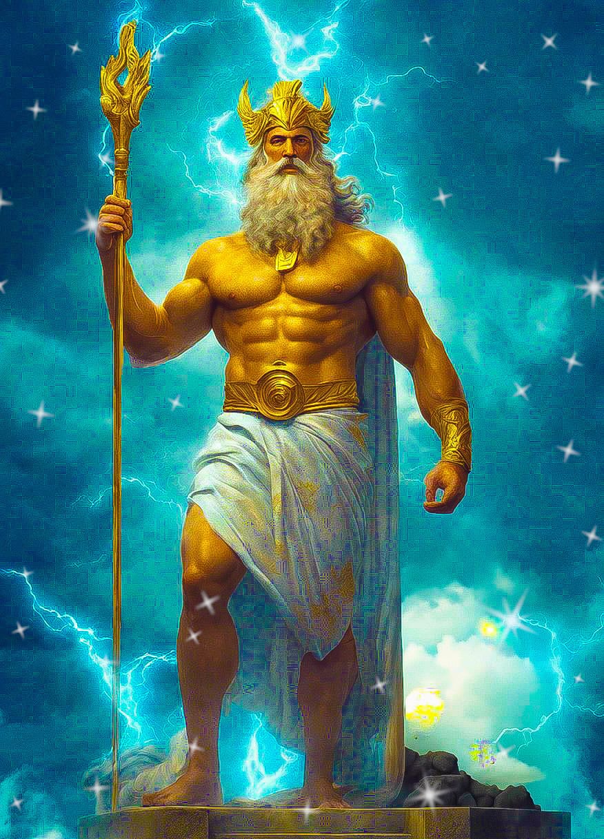 Zeus Thumps a Staff of Truth